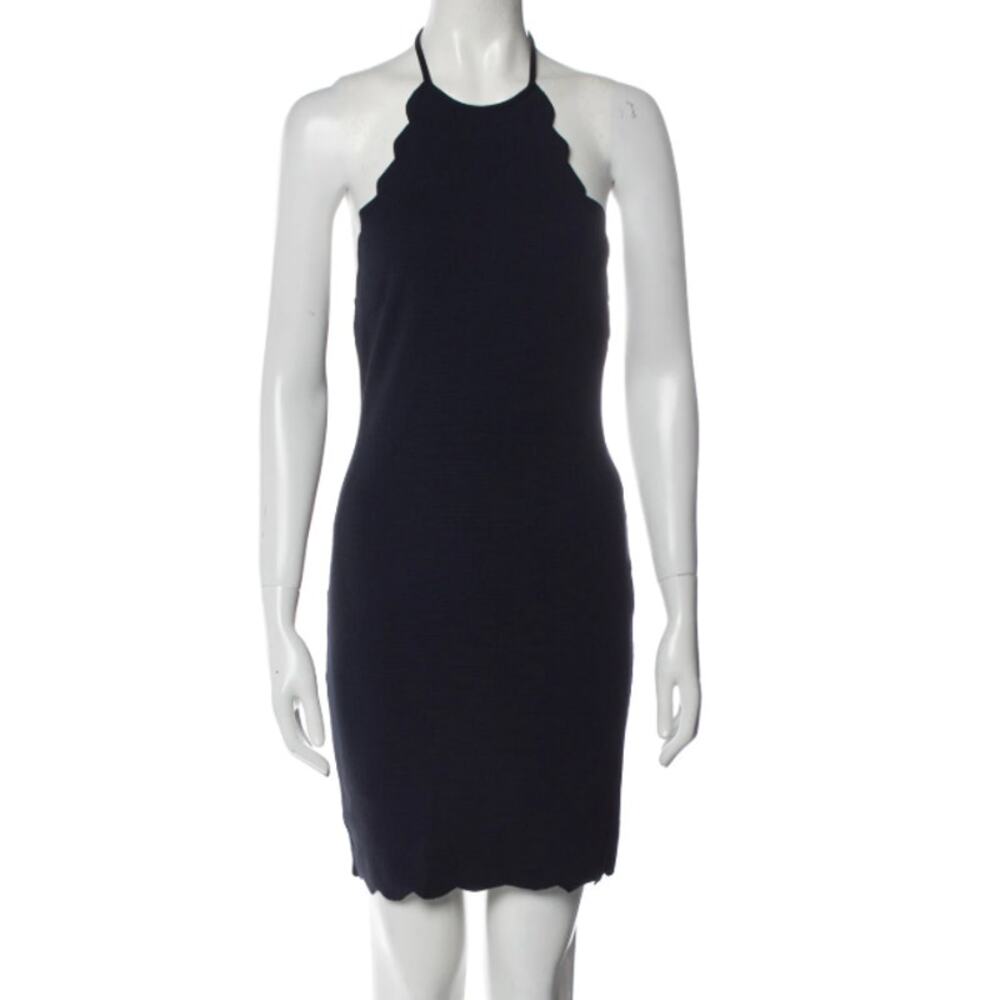 Marysia Sport Bianca Black Scalloped-Edge Halterneck Mini Dress Size XL